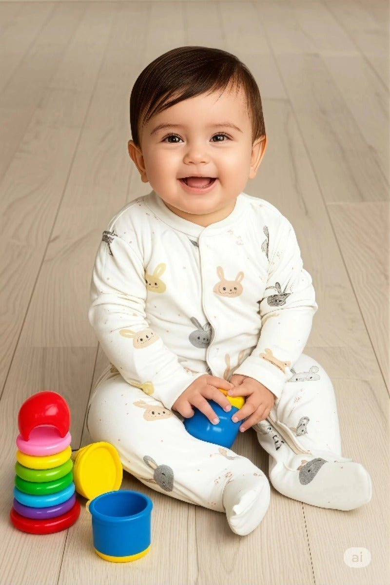 Oppland Erkek Bebek Yeni Doğan 10 Lu Zıbın Seti 0-3 Aylık %100 Organik Pamuk Yumuşak TEBGB50KREM03